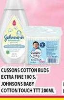 Promo Harga CUSSONS Cotton Buds 100s / JOHNSONS Cottontouch Top To Toe 200ml  - Hypermart