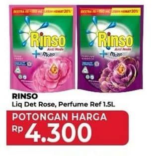 Promo Harga Rinso Liquid Detergent + Molto Pink Rose Fresh, + Molto Purple Perfume Essence 1500 ml - Yogya