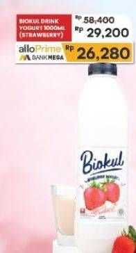 Promo Harga Biokul Minuman Yogurt Strawberry 1000 ml - Carrefour
