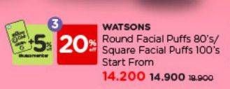 Promo Harga Watsons Round/Square Facial Puff  - Watsons