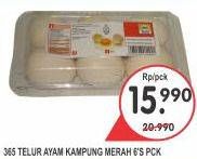 Promo Harga 365 Telur Ayam Kampung Merah 6 pcs - Superindo