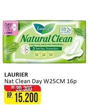 Promo Harga Laurier Natural Clean Wing 25cm 16 pcs - Alfamart