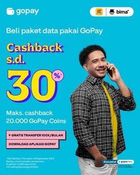 Promo Harga Beli Paket Data myIM3 Pakai GOPAY Cashback s.d 30%  - Gojek