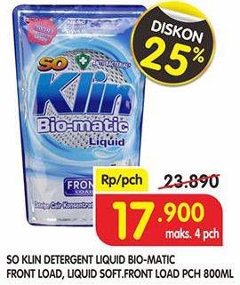 Promo Harga SO KLIN Biomatic Powder Detergent Front Load 800 ml - Superindo