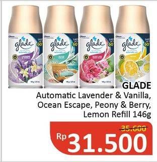 Promo Harga GLADE Matic Spray Refill Lavender Vanilla, Ocean Escape, Peony Berry, Lemon 146 gr - Alfamidi