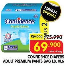 Promo Harga Confidence Adult Diapers Pants L8+2, XL6 6 pcs - Superindo