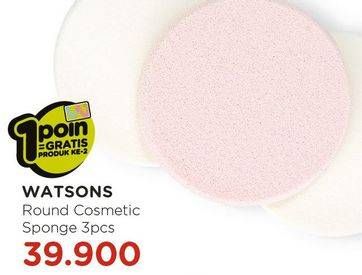 Promo Harga WATSONS Round Cosmetic Sponges per 3 pcs - Watsons