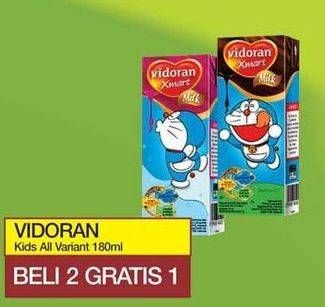 Promo Harga VIDORAN Kids Milk UHT All Variants 180 ml - Yogya