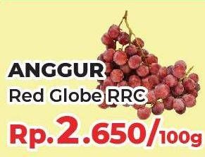 Promo Harga Anggur Red Globe RRC per 100 gr - Yogya