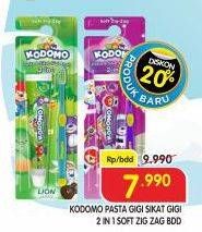 Promo Harga Kodomo Toothbrush & Toothpaste  2 in 1 Soft Zig Zag 2 pcs - Superindo