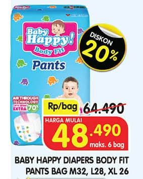 Promo Harga Baby Happy Body Fit Pants M32, XL26, L28 26 pcs - Superindo