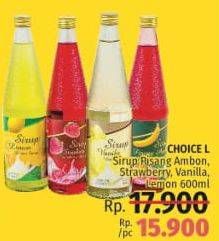 Promo Harga CHOICE L Syrup Pisang Ambon, Strawberry, Vanilla, Lemon 600 ml - LotteMart