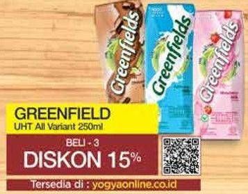 Promo Harga GREENFIELDS UHT All Variants 250 ml - Yogya