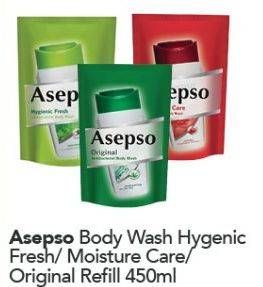 Promo Harga ASEPSO Body Wash Hygienic Fresh, Moisture Care, Original 450 ml - Carrefour
