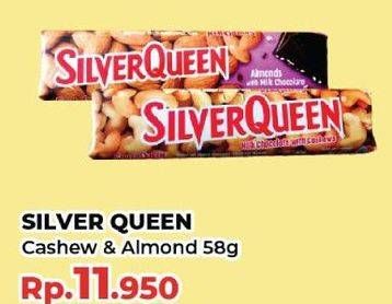 Promo Harga Silver Queen Chocolate Cashew, Almonds 58 gr - Yogya