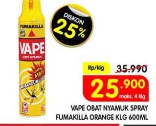 Promo Harga FUMAKILLA VAPE Aerosol Orange 600 ml - Superindo