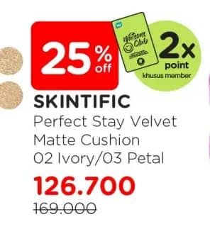 Promo Harga Skintific Perfect Stay Velvet Matte Cushion 02 Ivory, 03 Petal 11 ml - Watsons
