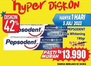 Promo Harga Pepsodent Pasta Gigi Action 123 Whitening 190 gr - Hypermart