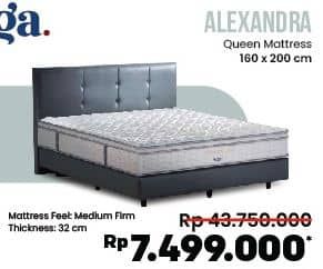 Alga Alexandra Queen Matress  Diskon 82%, Harga Promo Rp7.499.000, Harga Normal Rp43.750.000, Mattress Feel Medium Firm
Thickness 32 cm