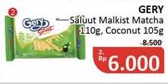 Promo Harga GERY Malkist Saluut Matcha Latte, Saluut Coconut 105 gr - Alfamidi