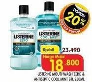 Promo Harga Listerine Mouthwash Antiseptic Zero, Cool Mint 250 ml - Superindo