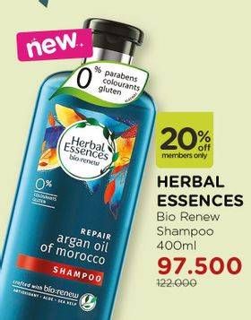 Promo Harga HERBAL ESSENCE Shampoo Bio Renew 400 ml - Watsons