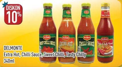 Promo Harga DEL MONTE Sauce Extra Hot Chilli, Chilli, Sweet Chilli, Tasty Chilli 340 ml - Hypermart