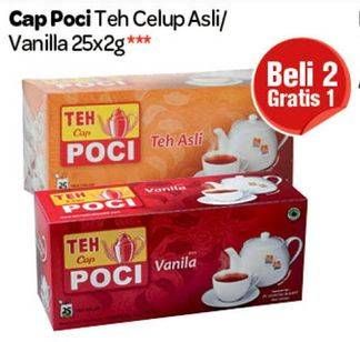 Promo Harga CAP POCI Teh Celup Asli, Vanila per 25 pcs 2 gr - Carrefour