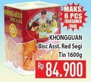 Promo Harga KHONG GUAN Assorted Biscuit Red 1600 gr - Hypermart
