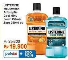 Promo Harga Listerine Mouthwash Antiseptic Cool Mint, Fresh Citrus, Fresh Citrus, Zero 250 ml - Indomaret
