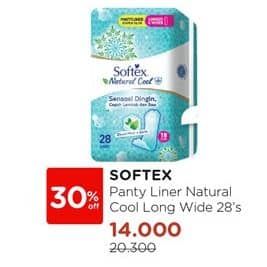 Promo Harga Softex Pantyliner Natural Cool+ Super Slim Longer Wider 28 pcs - Watsons