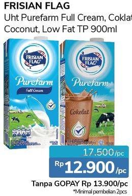 Promo Harga FRISIAN FLAG Susu UHT Purefarm Full Cream, Swiss Chocolate, Coconut Delight, Low Fat 900 ml - Alfamidi