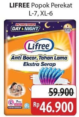 Promo Harga Lifree Popok Perekat Menyerap dan Kering L7, XL6 6 pcs - Alfamidi