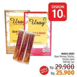 Promo Harga URAY Honey & Ginger Stick per 10 sachet 12 gr - LotteMart