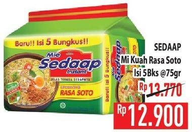 Promo Harga Sedaap Mie Kuah Soto per 5 pcs 75 gr - Hypermart