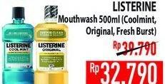 Promo Harga LISTERINE Mouthwash Antiseptic Cool Mint, Original, Fresh Burst 500 ml - Hypermart