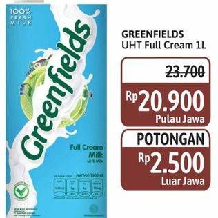 Promo Harga Greenfields Fresh Milk Full Cream 1000 ml - Alfamidi