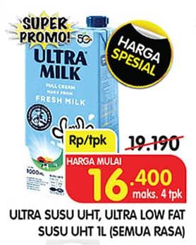 Promo Harga Ultra Milk Susu UHT All Variants 1000 ml - Superindo