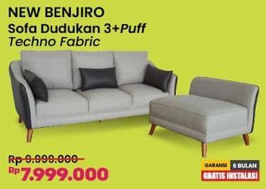 Promo Harga Courts New Benjiro Sofa Dudukan 3 + Puff | Fabric  - COURTS