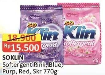 Promo Harga SO KLIN Softergent Cheerful Red, Purple Lavender, Rossy Pink, Soft Sakura, Blue Cloud Fresh Breeze 770 gr - Alfamart