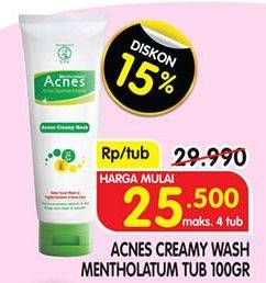 Promo Harga ACNES Creamy Wash Mentholatum 100 gr - Superindo