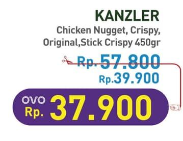 Promo Harga Kanzler Chicken Nugget Stick Crispy, Original, Crispy 450 gr - Hypermart
