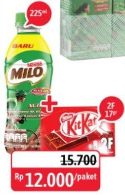 Promo Harga MILO Active Go 225 mL + KIT KAT Chocolate 2F 17 g  - Alfamidi