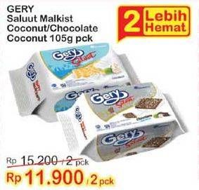 Promo Harga GERY Malkist Chocolate Coconut, Coconut per 2 pcs 105 gr - Indomaret