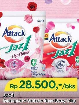 Promo Harga Attack Jaz1 Detergent Powder +Softener Rose Berry 1400 gr - TIP TOP
