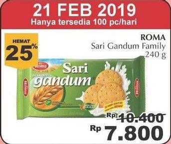 Promo Harga ROMA Sari Gandum 240 gr - Giant