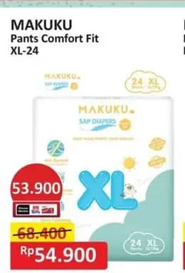 Promo Harga Makuku Comfort Fit Diapers Pants XL24 24 pcs - Alfamart