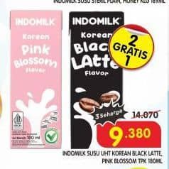 Promo Harga Indomilk Korean Series Korean Black Latte, Korean Pink Blossom 180 ml - Superindo