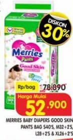 Promo Harga Merries Pants Good Skin S40, M34, L30, XL26 26 pcs - Superindo
