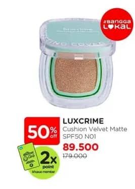 Promo Harga Luxcrime Perfecting Cover Cushion: Velvet Matte SPF 50 PA+++ N01  - Watsons